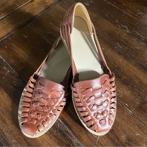 Nisolo Woven Leather Huarache Flat Sandals, NWOT
